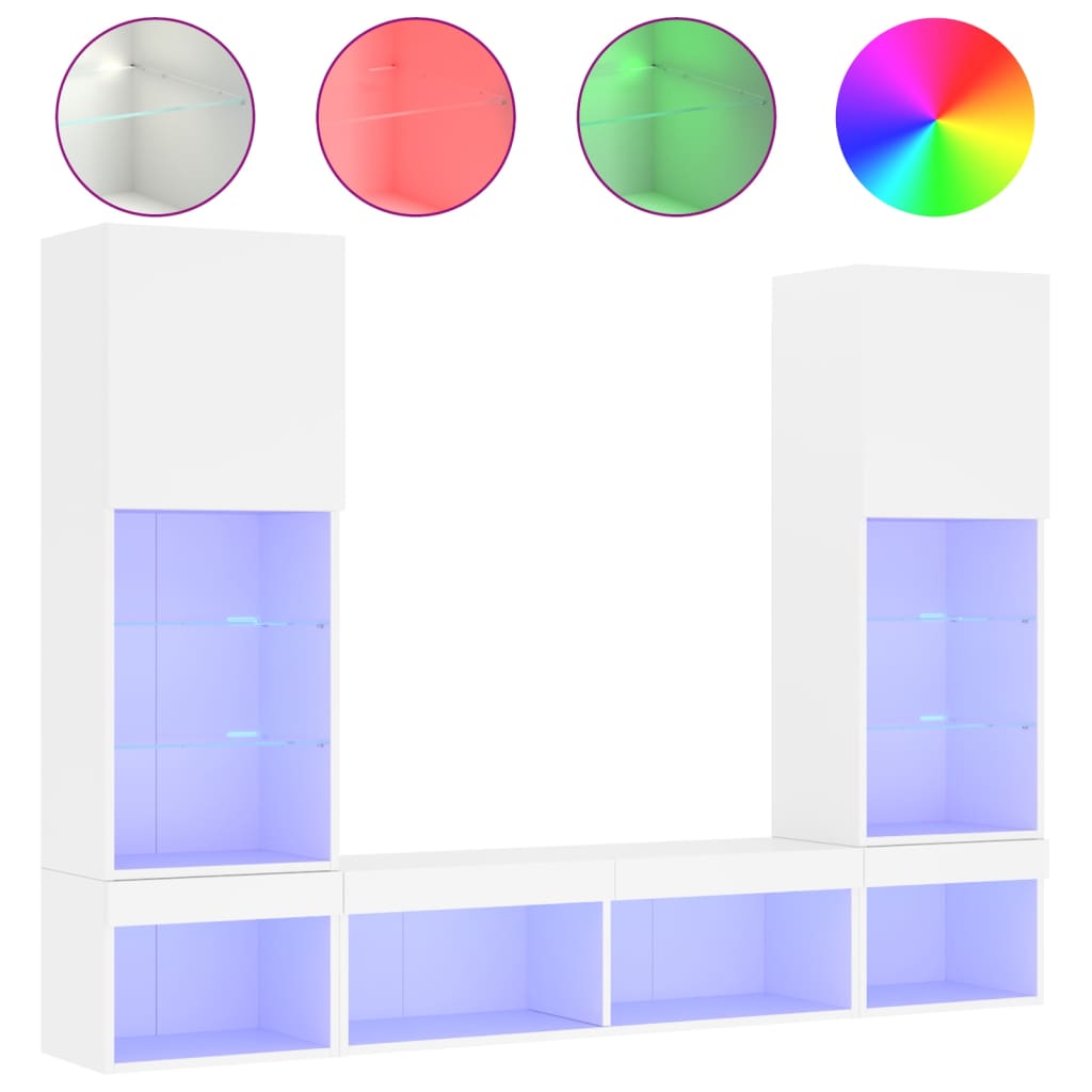 8721012471054_a_en_hd_1 vidaXL 5 Piece TV Wall Units with LED White Engineered Wood - Image 2