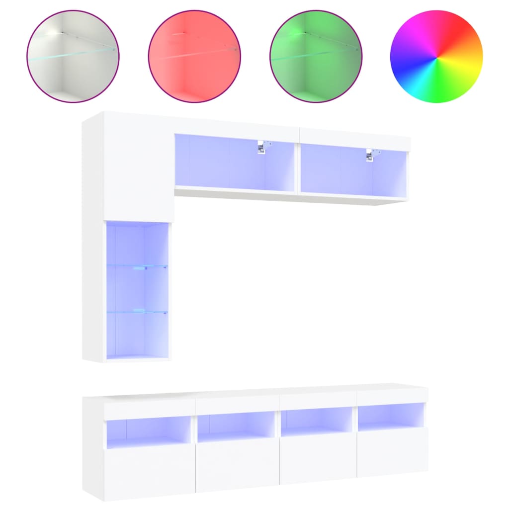8721012471726_a_en_hd_1 vidaXL 7 Piece TV Wall Cabinet Set with LED Lights White - Image 2