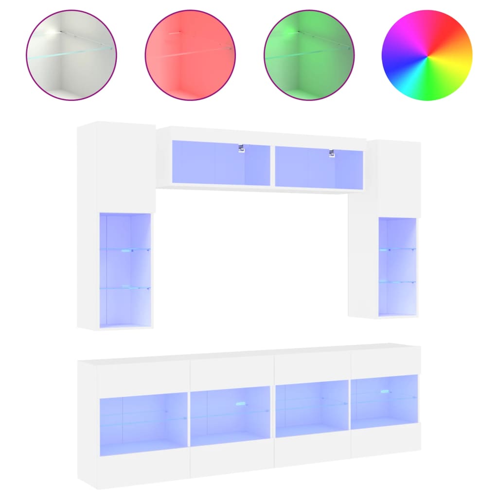 8721012472129_a_en_hd_1 vidaXL 6 Piece TV Wall Cabinet Set with LED Lights White - Image 2
