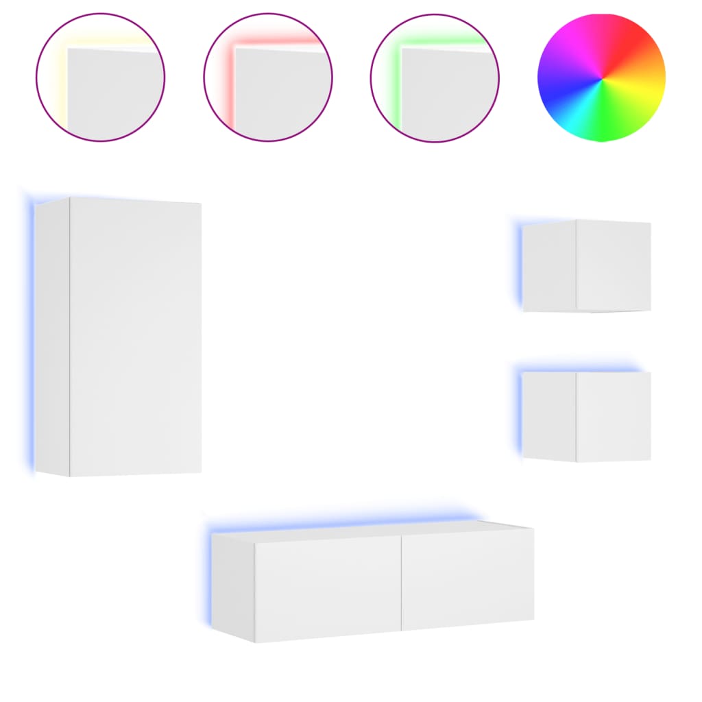 8721012472969_a_en_hd_1 vidaXL 4 Piece TV Wall Cabinets with LED Lights White - Image 2