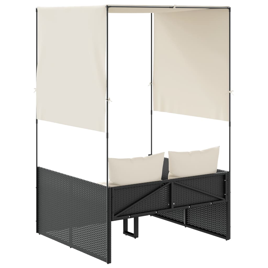 8721012473645_g_en_hd_3 vidaXL Double Sun Lounger with Roof and Curtains Black Poly Rattan - Image 5