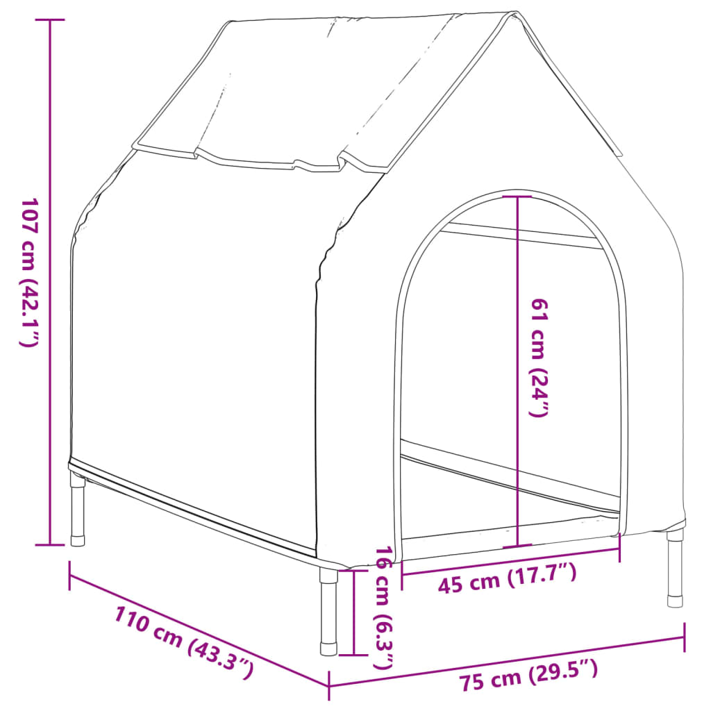 8721012474574_g_en_hd_8 vidaXL Dog House Light Grey Oxford Fabric and Steel - Image 10