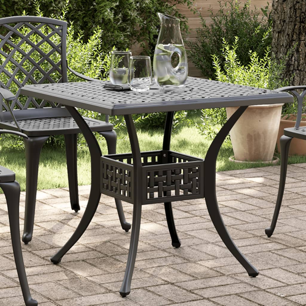 vidaXL Garden Table Black 80x80x75 cm Cast Aluminium