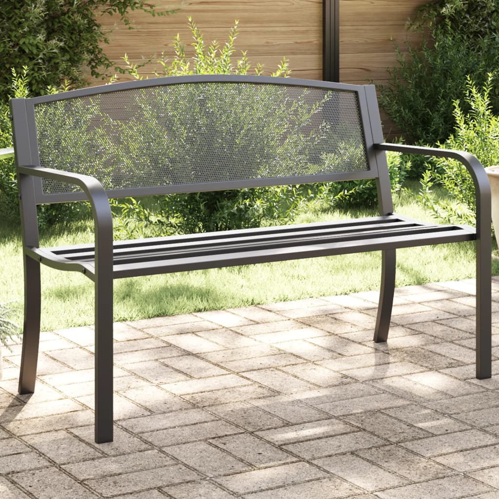 vidaXL Garden Bench 119 cm Black Steel