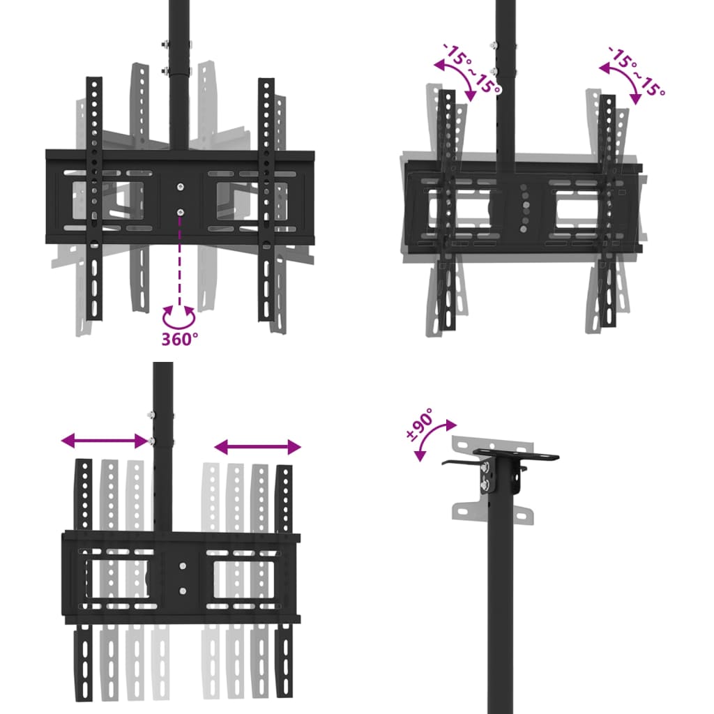 8721012476073_g_en_hd_4 vidaXL TV Ceiling Mount for 32-65 Inch Screen Max VESA 400x400 mm 40kg - Image 6