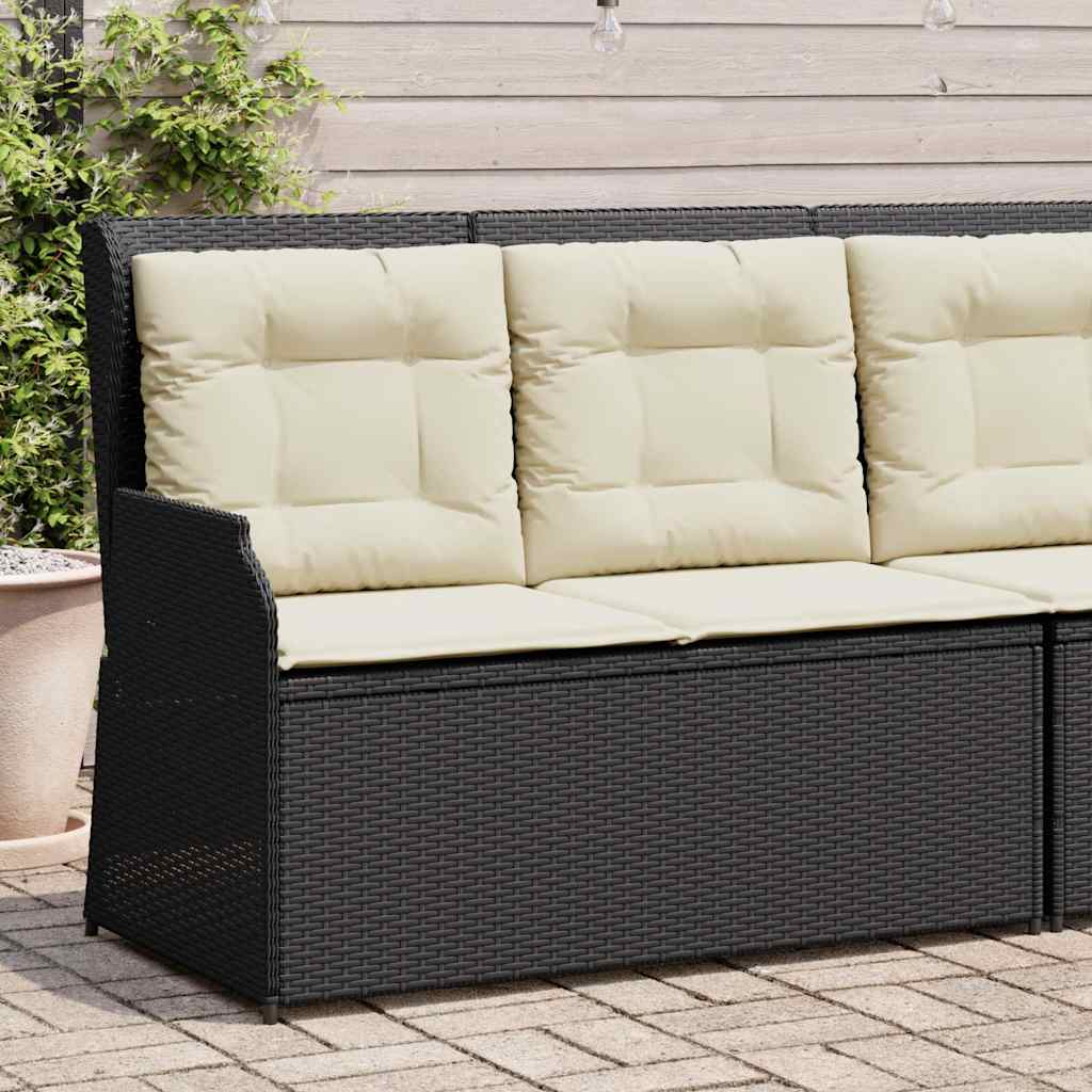 8721012477001_m_en_hd_1 vidaXL Reclining Garden Bench with Cushions Black Poly Rattan - Image 1