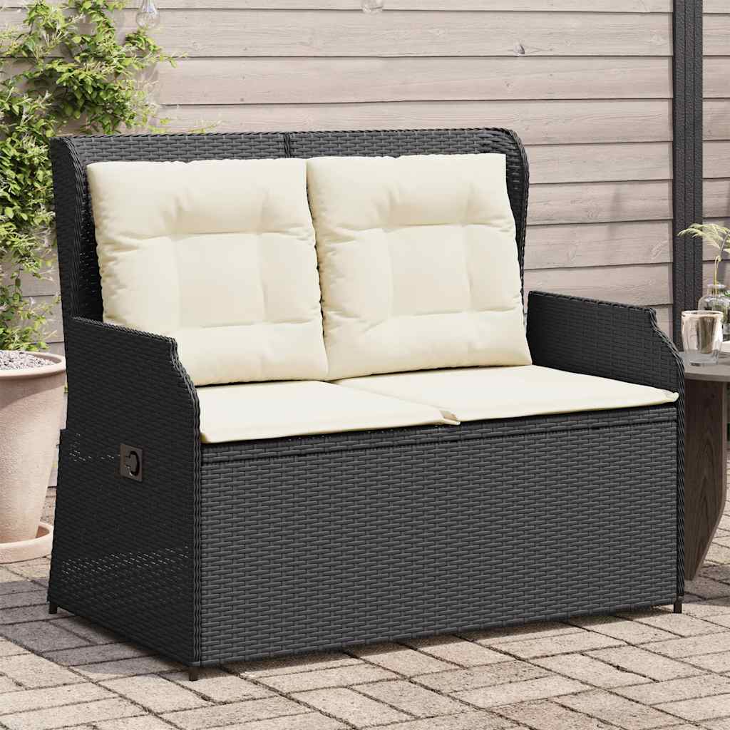 8721012477094_m_en_hd_1 vidaXL Reclining Garden Bench with Cushions Black Poly Rattan - Image 1
