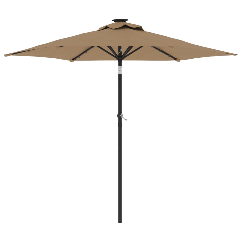 8721012487857_a_en_hd_1 vidaXL Garden Parasol with LEDs and Steel Pole Taupe 225x225x212cm - Image 2
