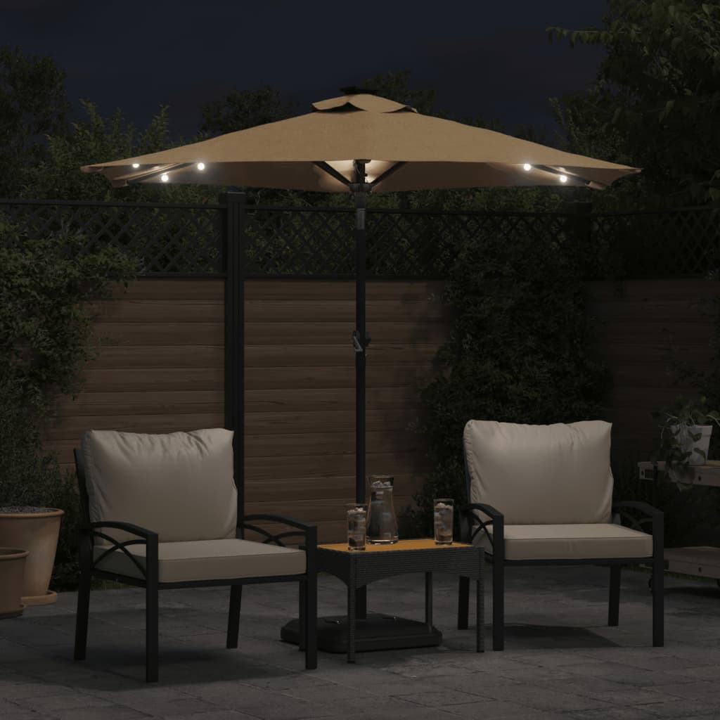 8721012487857_g_en_hd_1 vidaXL Garden Parasol with LEDs and Steel Pole Taupe 225x225x212cm - Image 3