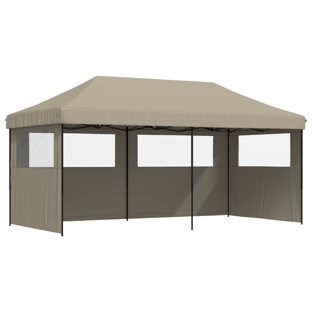 8721012491496_a_en_hd_1 vidaXL Foldable Party Tent Pop-Up with 3 Sidewalls Taupe - Image 2