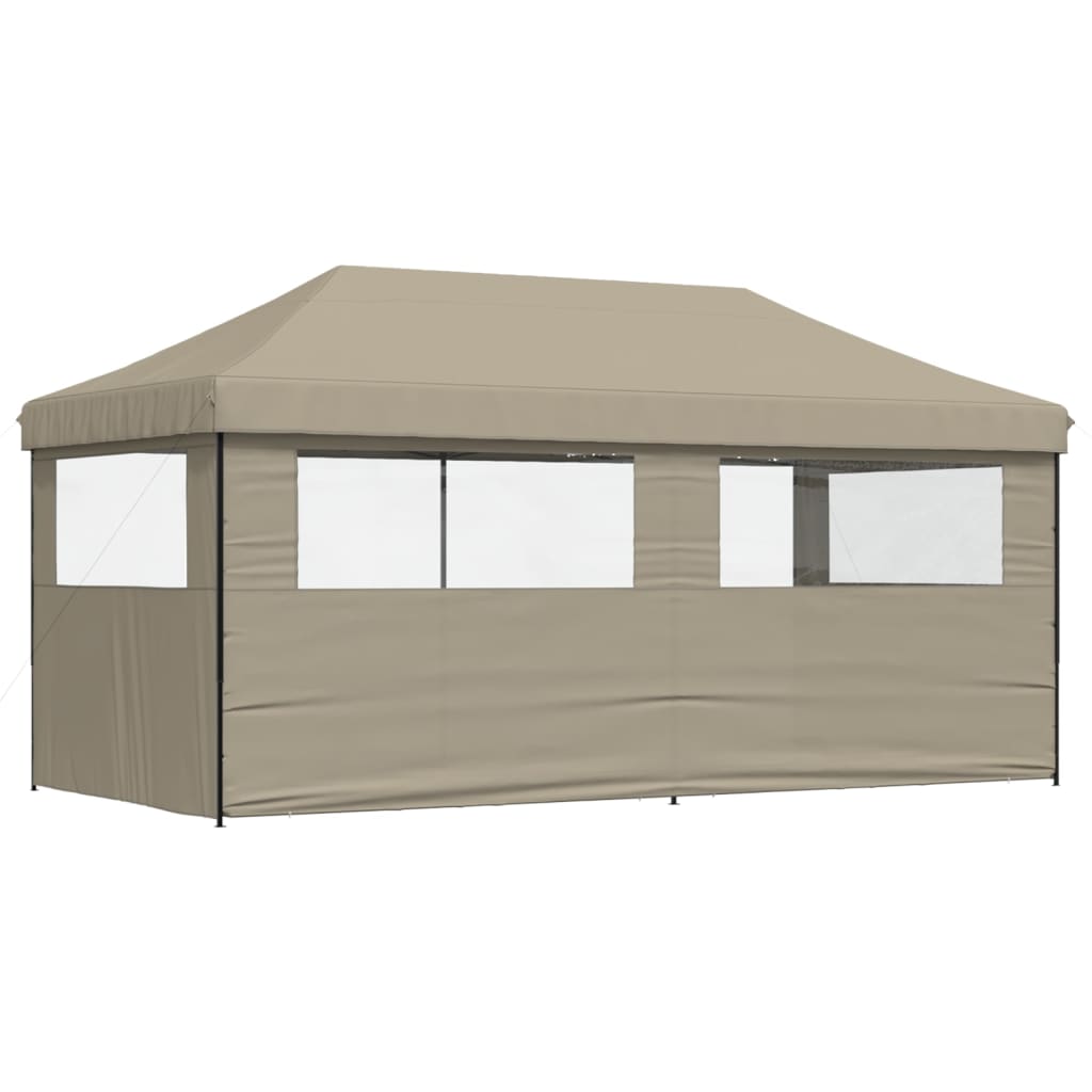 8721012491496_g_en_hd_3 vidaXL Foldable Party Tent Pop-Up with 3 Sidewalls Taupe - Image 5
