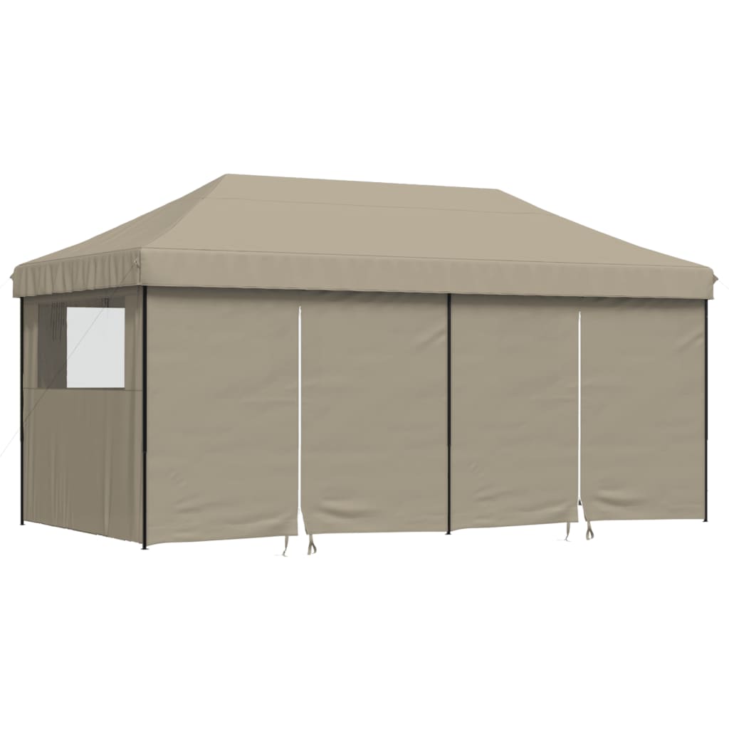8721012491571_a_en_hd_1 vidaXL Foldable Party Tent Pop-Up with 4 Sidewalls Taupe - Image 2