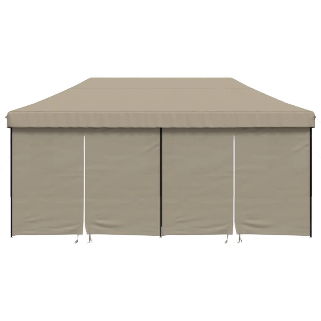8721012491571_g_en_hd_1 vidaXL Foldable Party Tent Pop-Up with 4 Sidewalls Taupe - Image 3