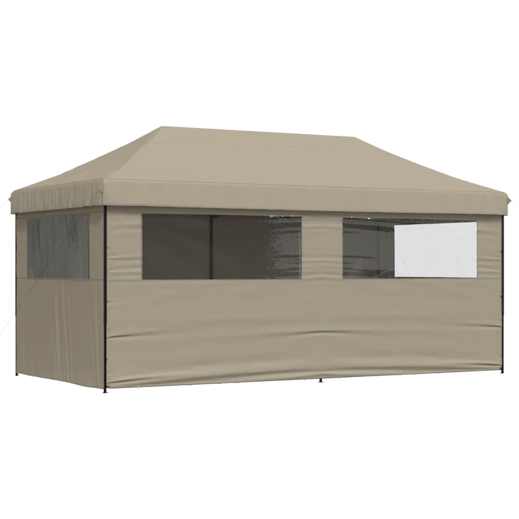 8721012491571_g_en_hd_3 vidaXL Foldable Party Tent Pop-Up with 4 Sidewalls Taupe - Image 5