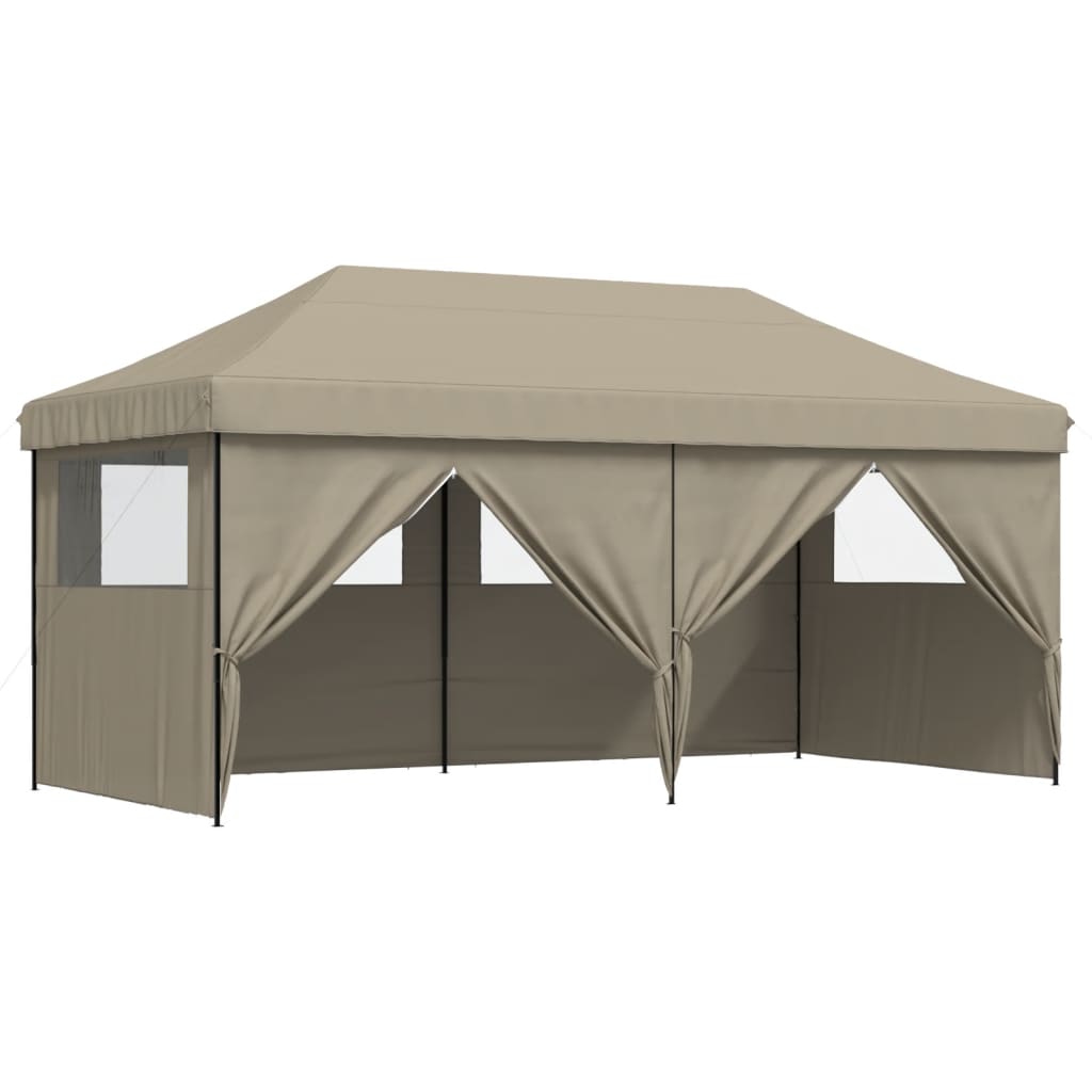 8721012491571_g_en_hd_5 vidaXL Foldable Party Tent Pop-Up with 4 Sidewalls Taupe - Image 7