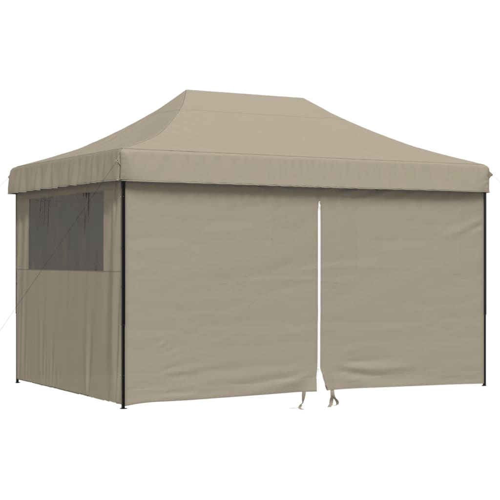 8721012491816_a_en_hd_1 vidaXL Foldable Party Tent Pop-Up with 4 Sidewalls Taupe - Image 2