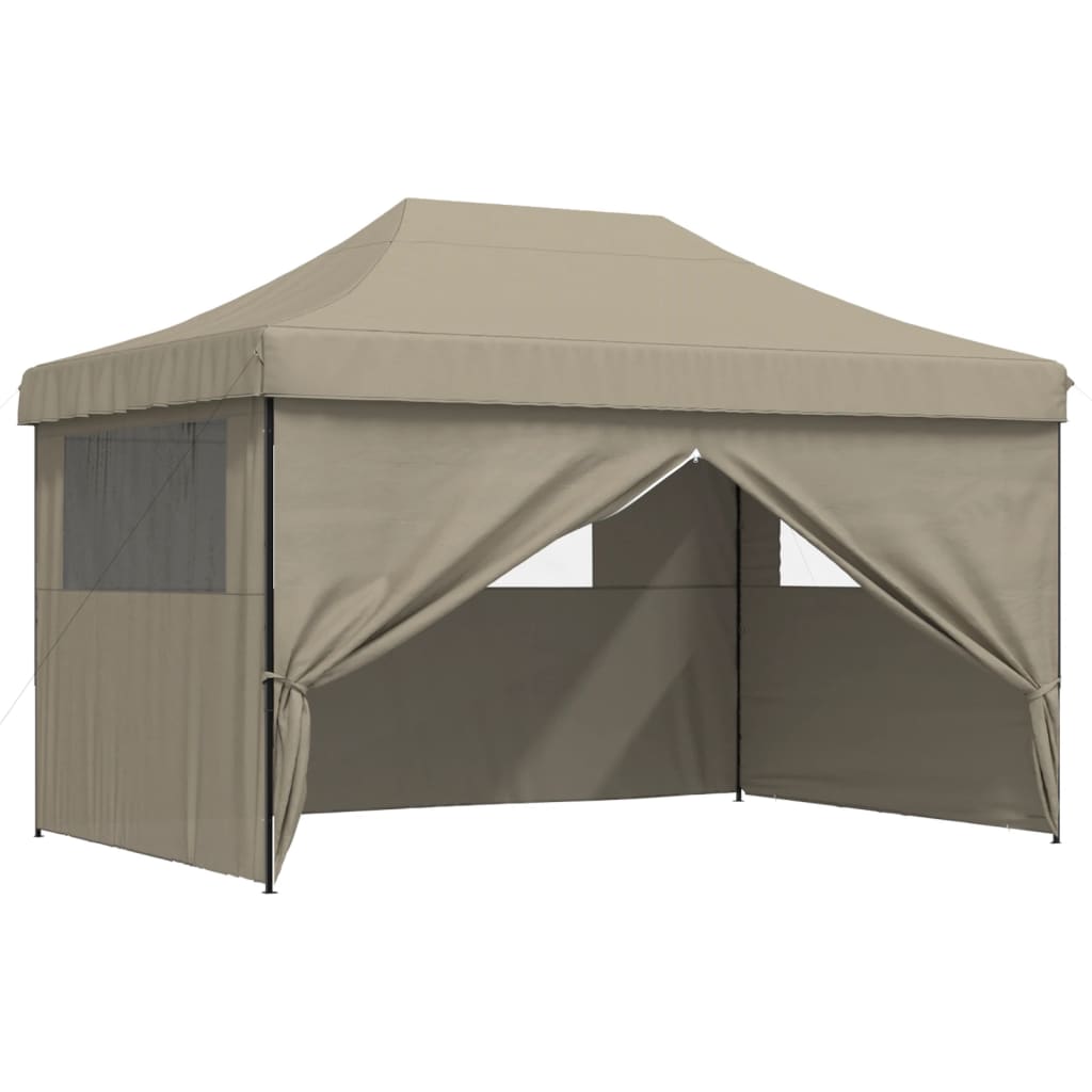 8721012491816_g_en_hd_5 vidaXL Foldable Party Tent Pop-Up with 4 Sidewalls Taupe - Image 7