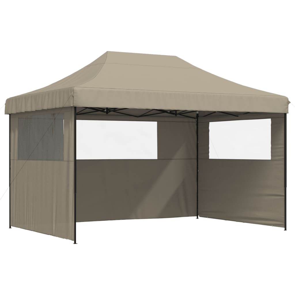 8721012492219_a_en_hd_1 vidaXL Foldable Party Tent Pop-Up with 3 Sidewalls Taupe - Image 2