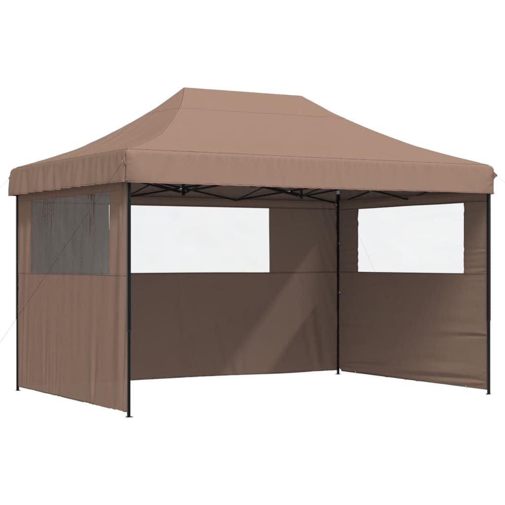 8721012492233_a_en_hd_1 vidaXL Foldable Party Tent Pop-Up with 3 Sidewalls Brown - Image 2