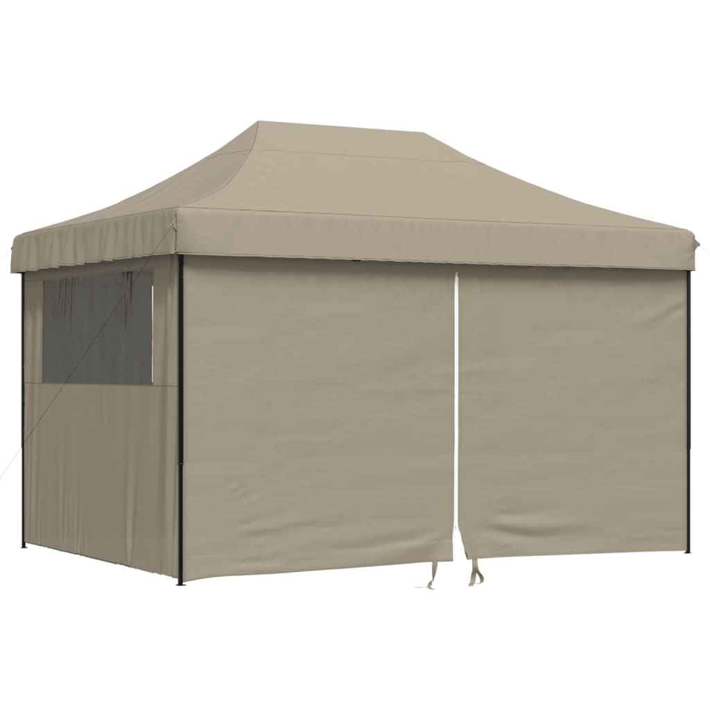 8721012492295_a_en_hd_1 vidaXL Foldable Party Tent Pop-Up with 4 Sidewalls Taupe - Image 2