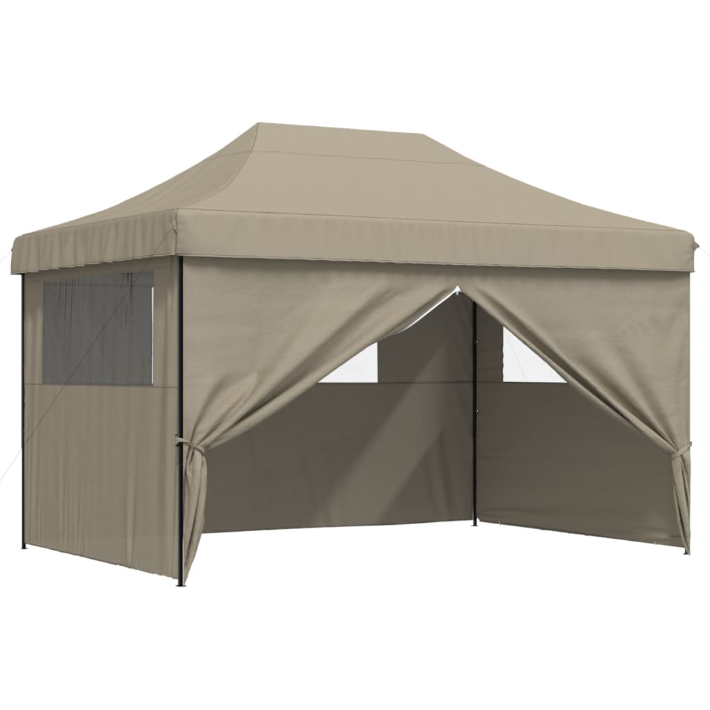 8721012492295_g_en_hd_5 vidaXL Foldable Party Tent Pop-Up with 4 Sidewalls Taupe - Image 7