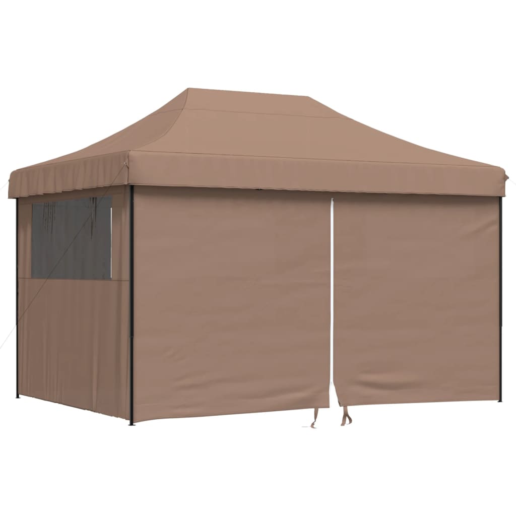8721012492318_a_en_hd_1 vidaXL Foldable Party Tent Pop-Up with 4 Sidewalls Brown - Image 2