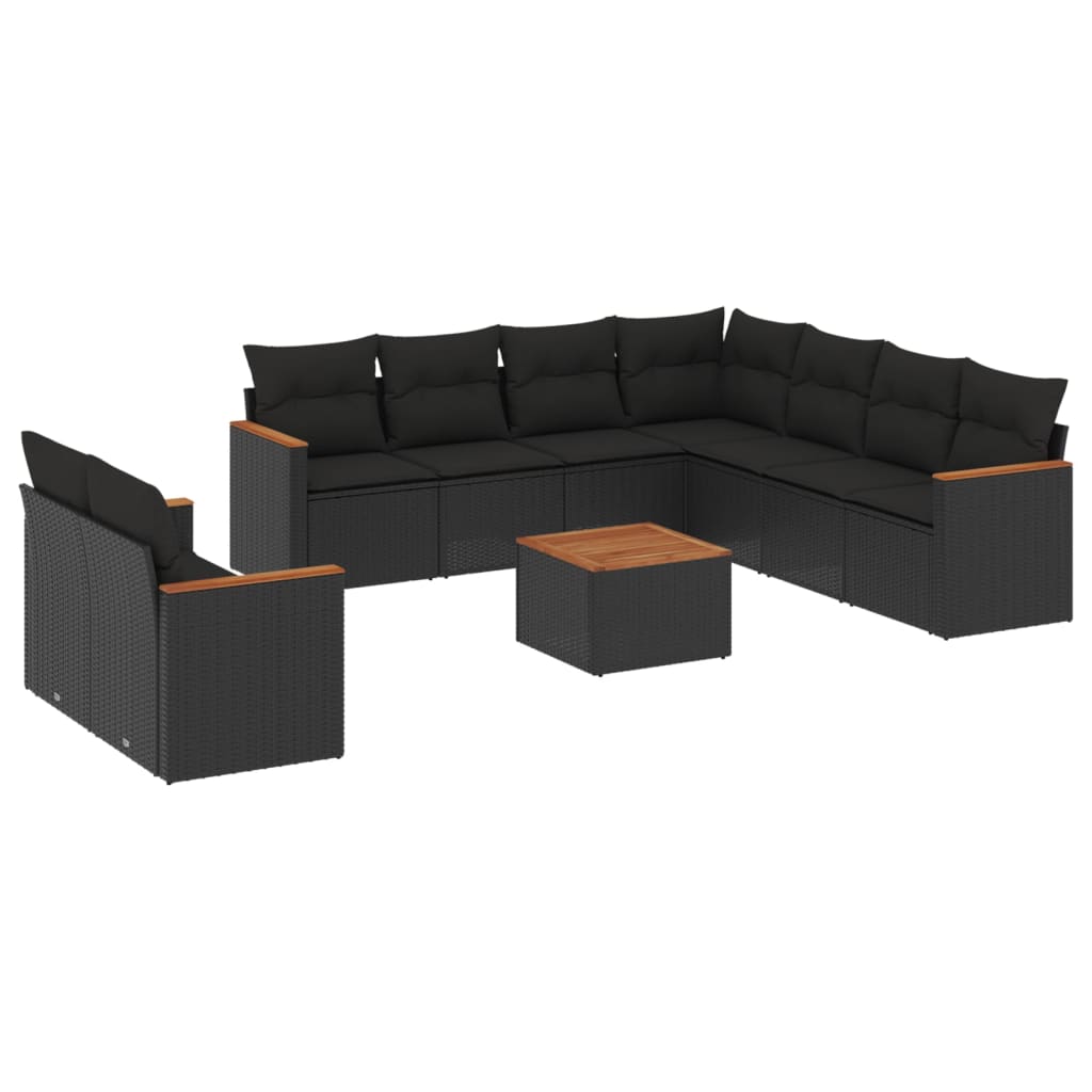 8721012830707_a_en_hd_1 vidaXL 10 Piece Garden Sofa Set with Cushions Black Poly Rattan - Image 2