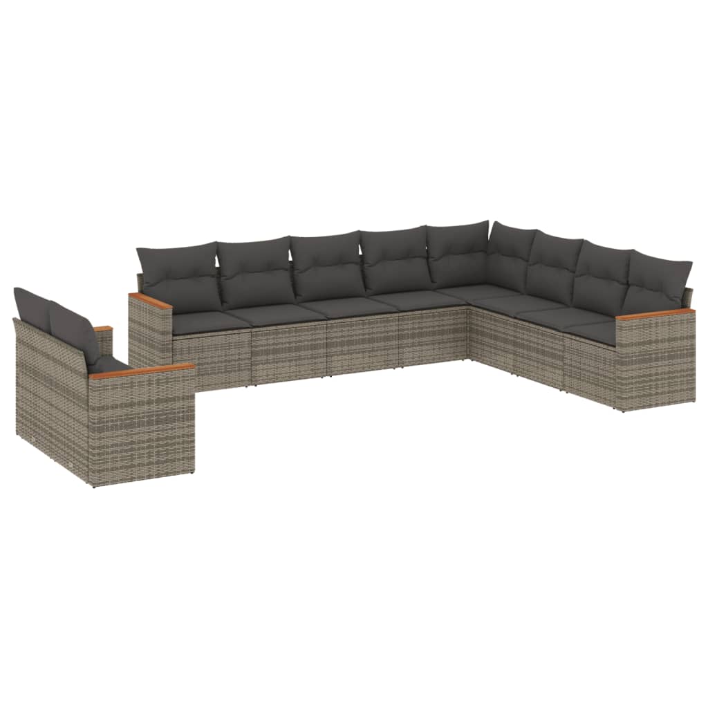 8721012830820_a_en_hd_1 vidaXL 10 Piece Garden Sofa Set with Cushions Grey Poly Rattan - Image 2