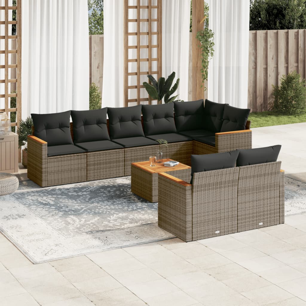 8721012831247_m_en_hd_1 vidaXL 9 Piece Garden Sofa Set with Cushions Grey Poly Rattan - Image 1