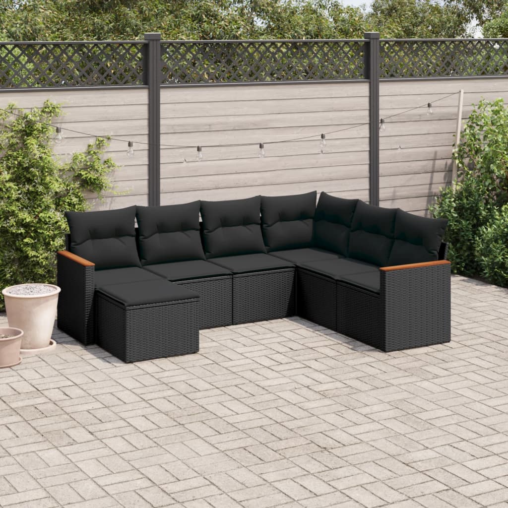 8721012831681_m_en_hd_1 vidaXL 7 Piece Garden Sofa Set with Cushions Black Poly Rattan - Image 1