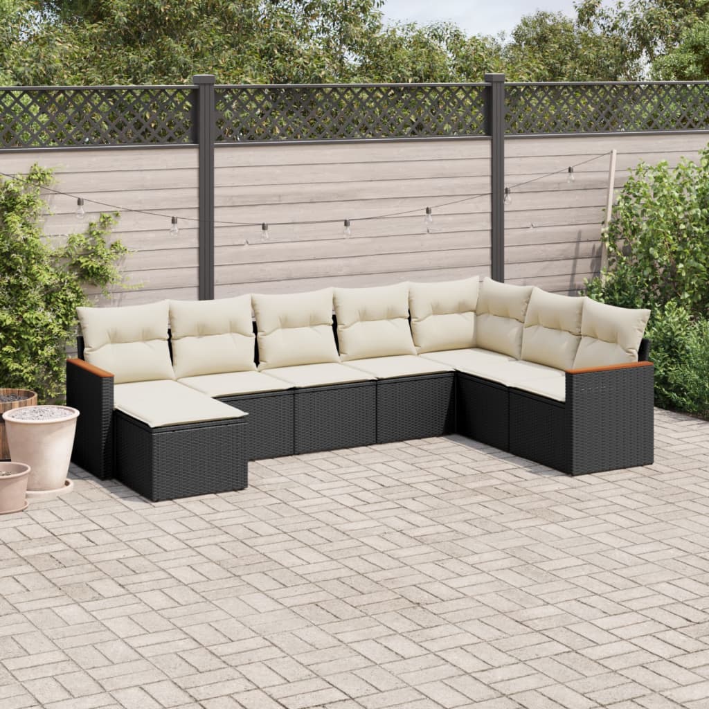 8721012832114_m_en_hd_1 vidaXL 8 Piece Garden Sofa Set with Cushions Black Poly Rattan - Image 1