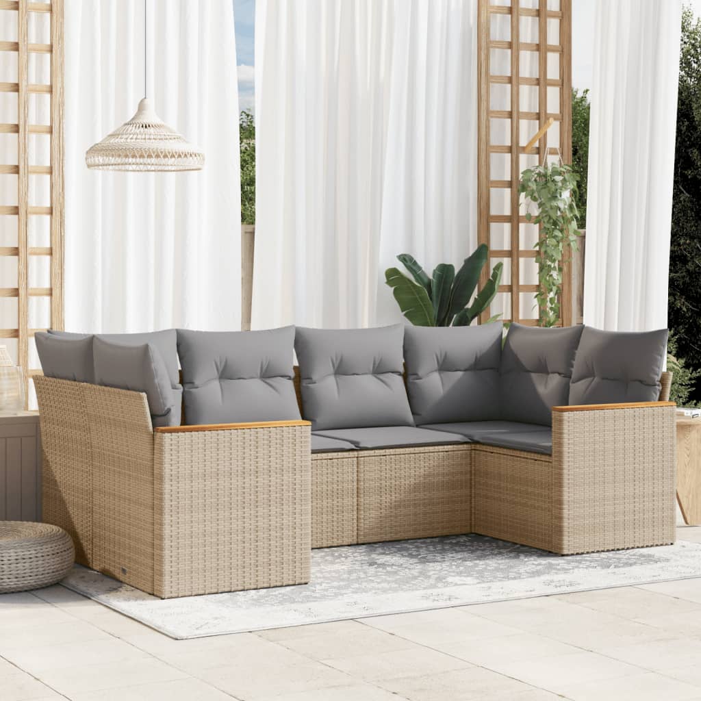 8721012832282_m_en_hd_1 vidaXL 6 Piece Garden Sofa Set with Cushions Mix Beige Poly Rattan - Image 1