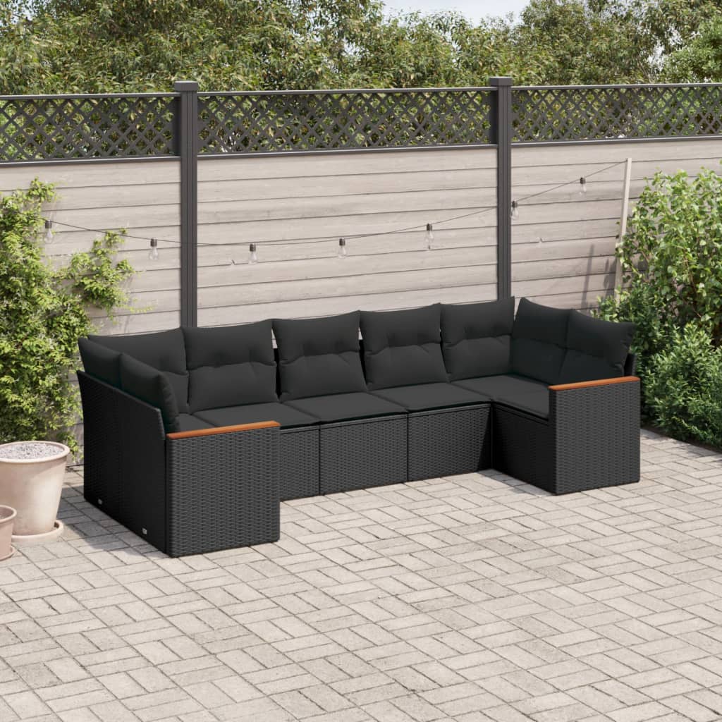 8721012832312_m_en_hd_1 vidaXL 7 Piece Garden Sofa Set with Cushions Black Poly Rattan - Image 1