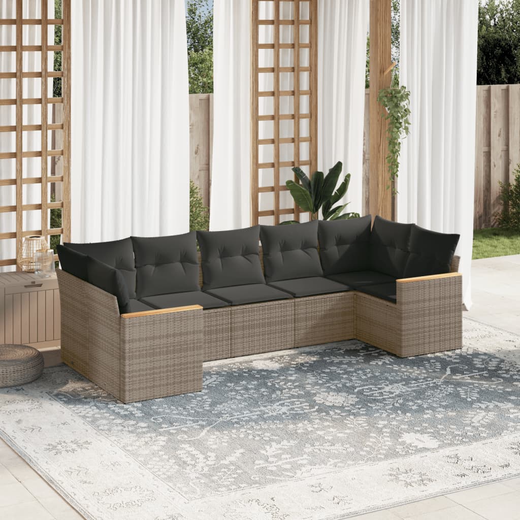 8721012832367_m_en_hd_1 vidaXL 7 Piece Garden Sofa Set with Cushions Grey Poly Rattan - Image 1