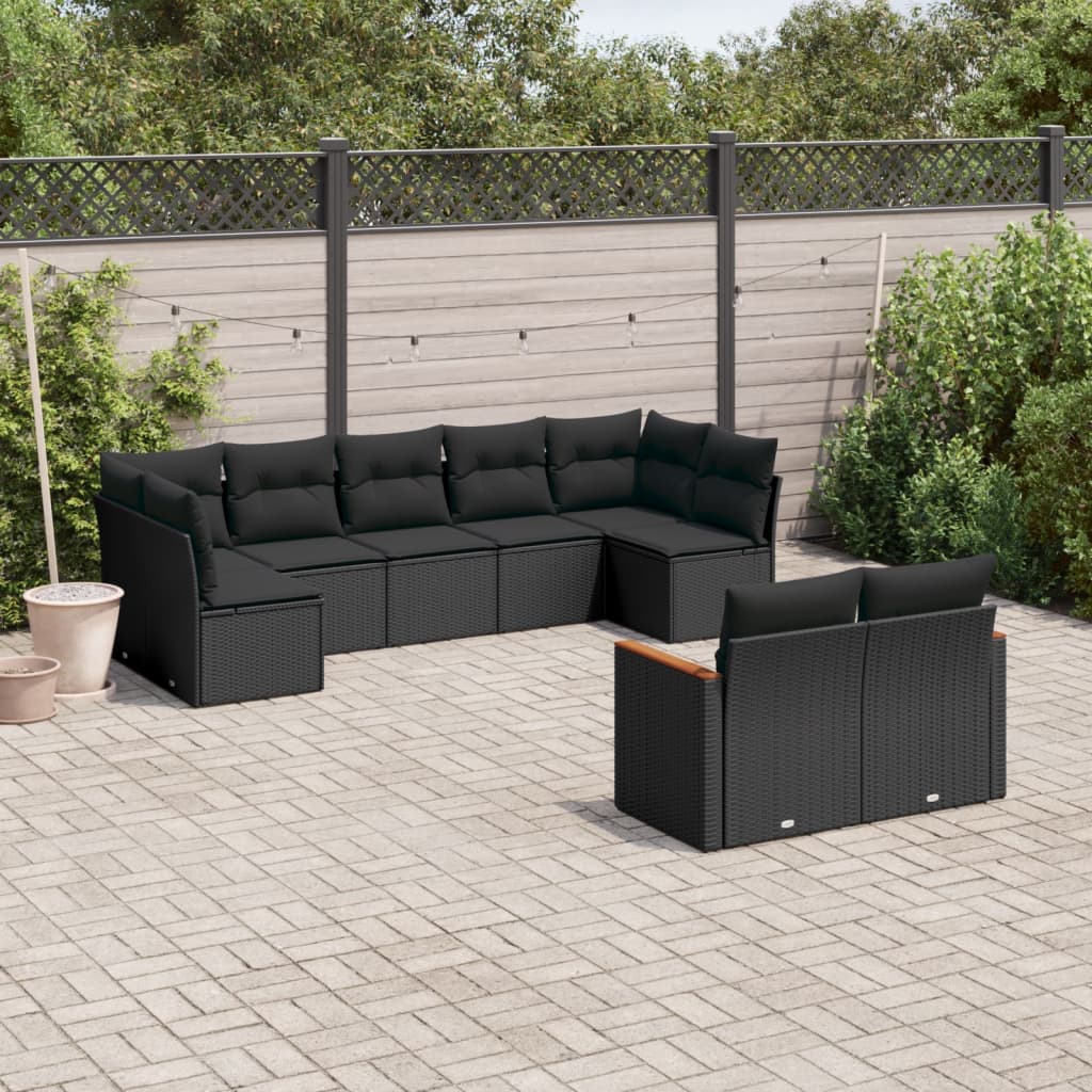 8721012832527_m_en_hd_1 vidaXL 9 Piece Garden Sofa Set with Cushions Black Poly Rattan - Image 1