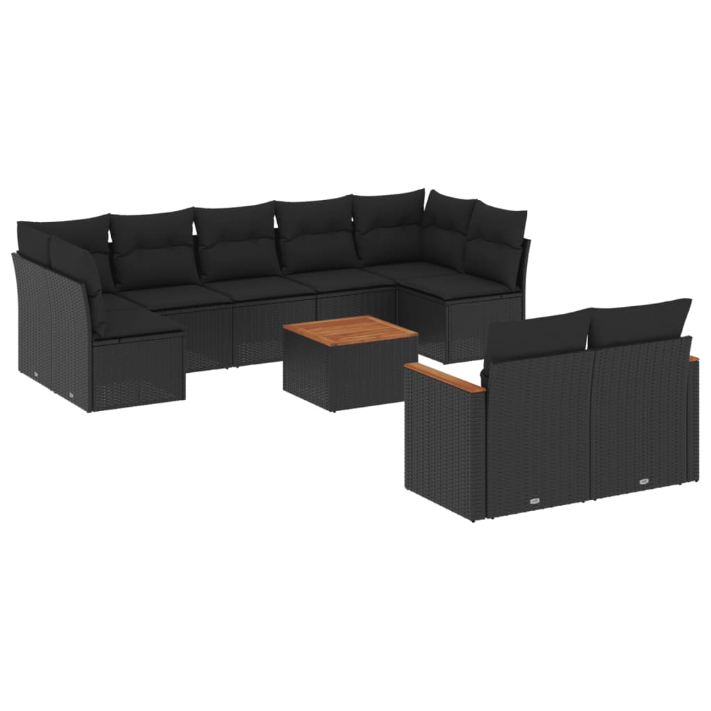 8721012832596_a_en_hd_1 vidaXL 10 Piece Garden Sofa Set with Cushions Black Poly Rattan - Image 2