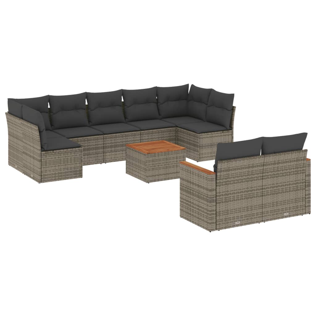 8721012832640_a_en_hd_1 vidaXL 10 Piece Garden Sofa Set with Cushions Grey Poly Rattan - Image 2