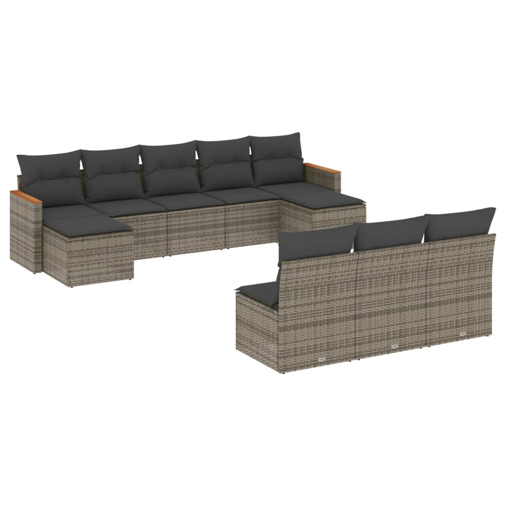 8721012833555_a_en_hd_1 vidaXL 10 Piece Garden Sofa Set with Cushions Grey Poly Rattan - Image 2