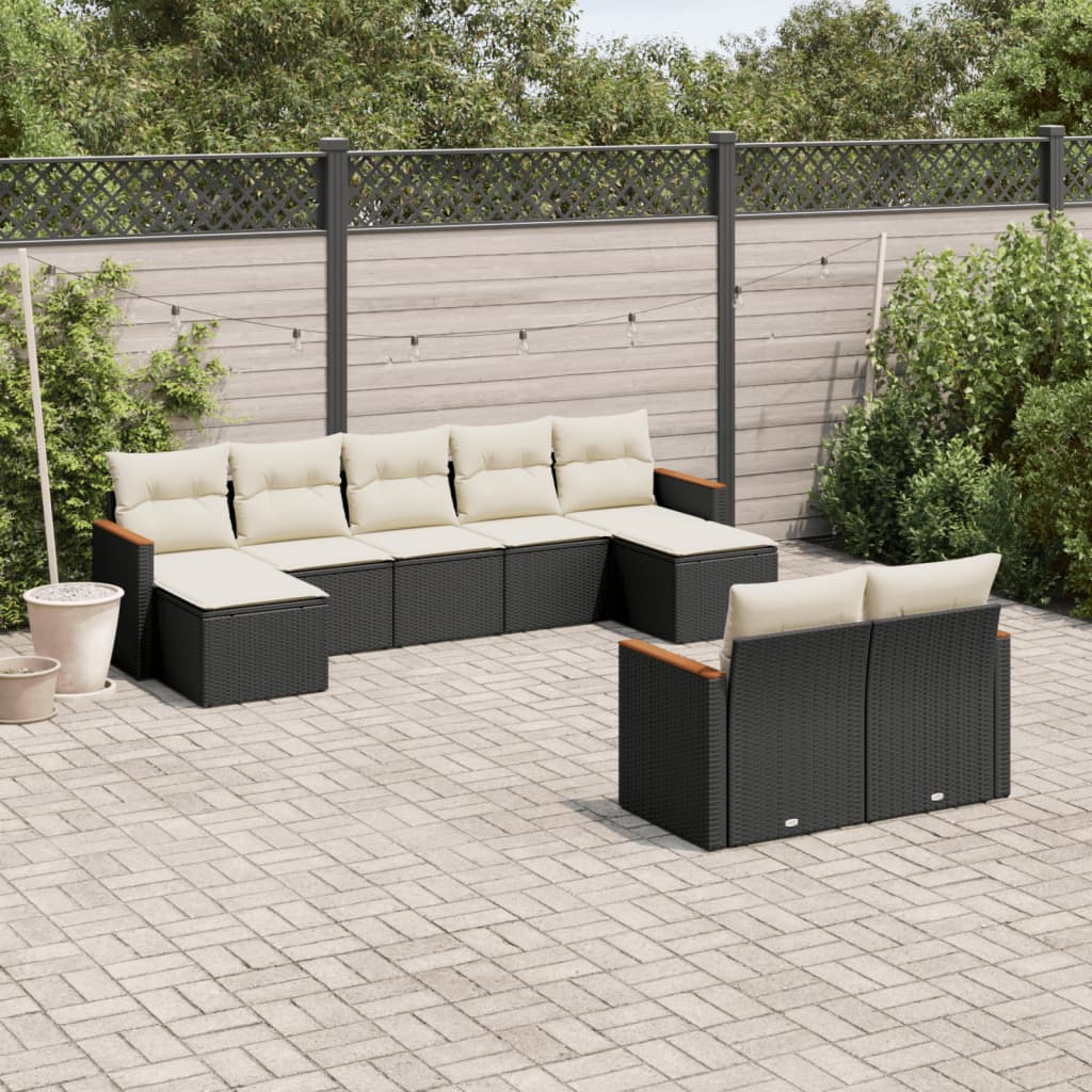 8721012833654_m_en_hd_1 vidaXL 9 Piece Garden Sofa Set with Cushions Black Poly Rattan - Image 1