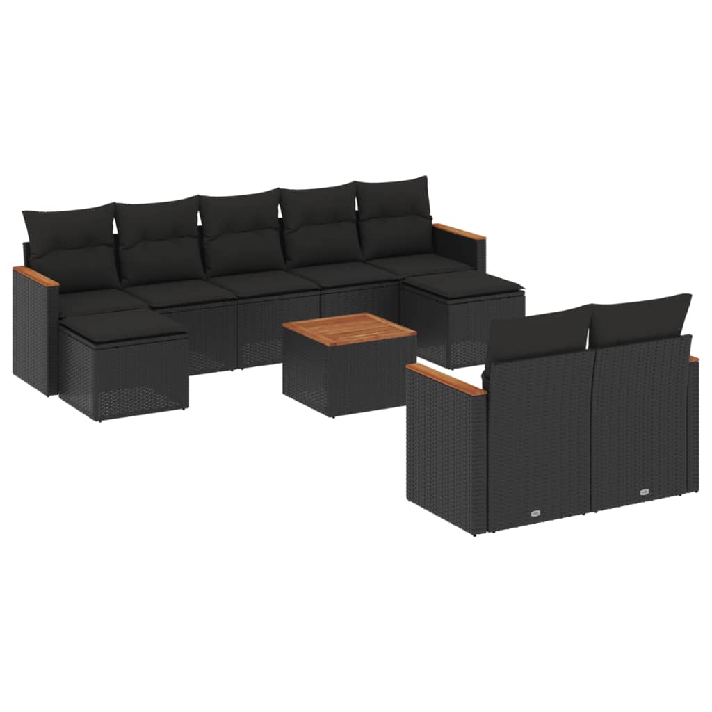 8721012833715_a_en_hd_1 vidaXL 10 Piece Garden Sofa Set with Cushions Black Poly Rattan - Image 2