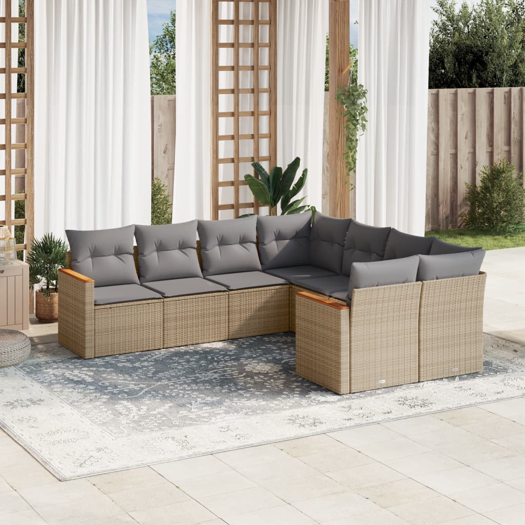 8721012835221_m_en_hd_1 vidaXL 8 Piece Garden Sofa Set with Cushions Mix Beige Poly Rattan - Image 1
