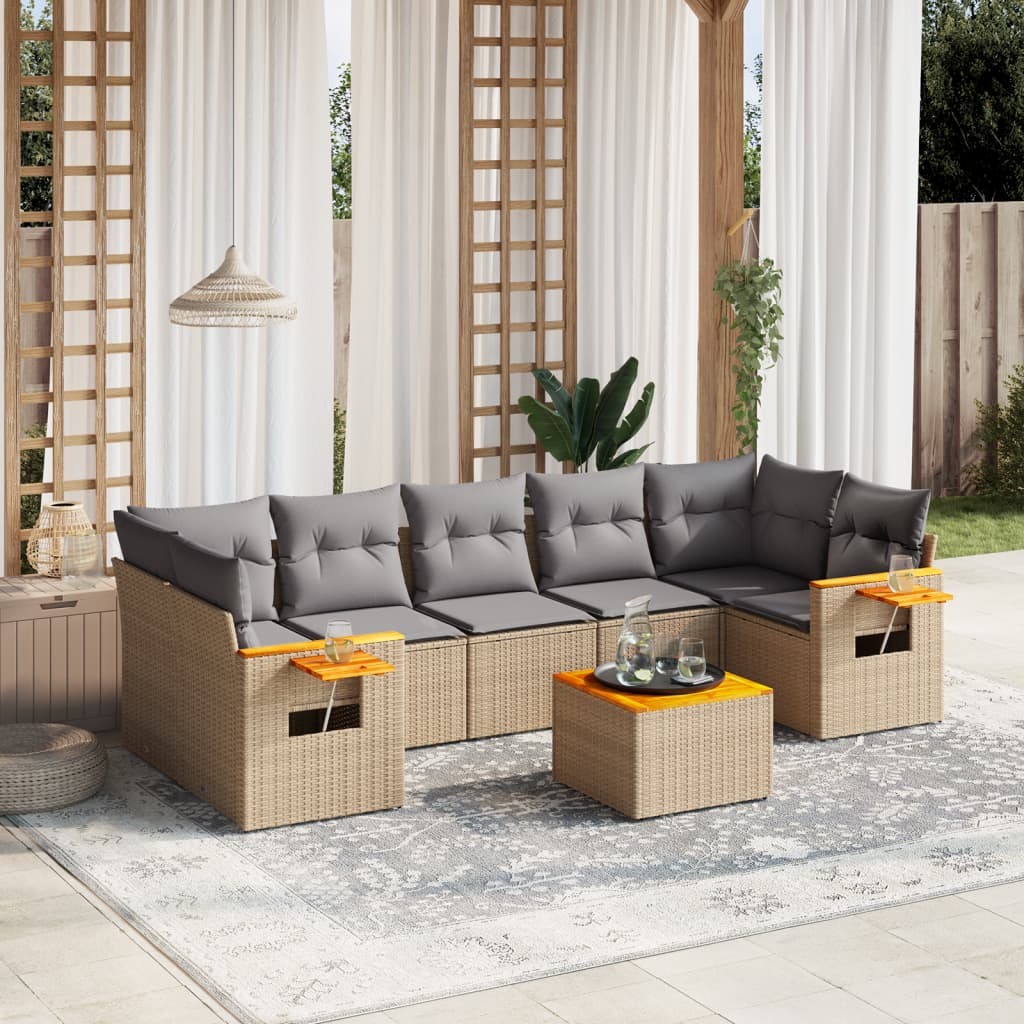 8721012836204_m_en_hd_1 vidaXL 8 Piece Garden Sofa Set with Cushions Beige Poly Rattan - Image 1
