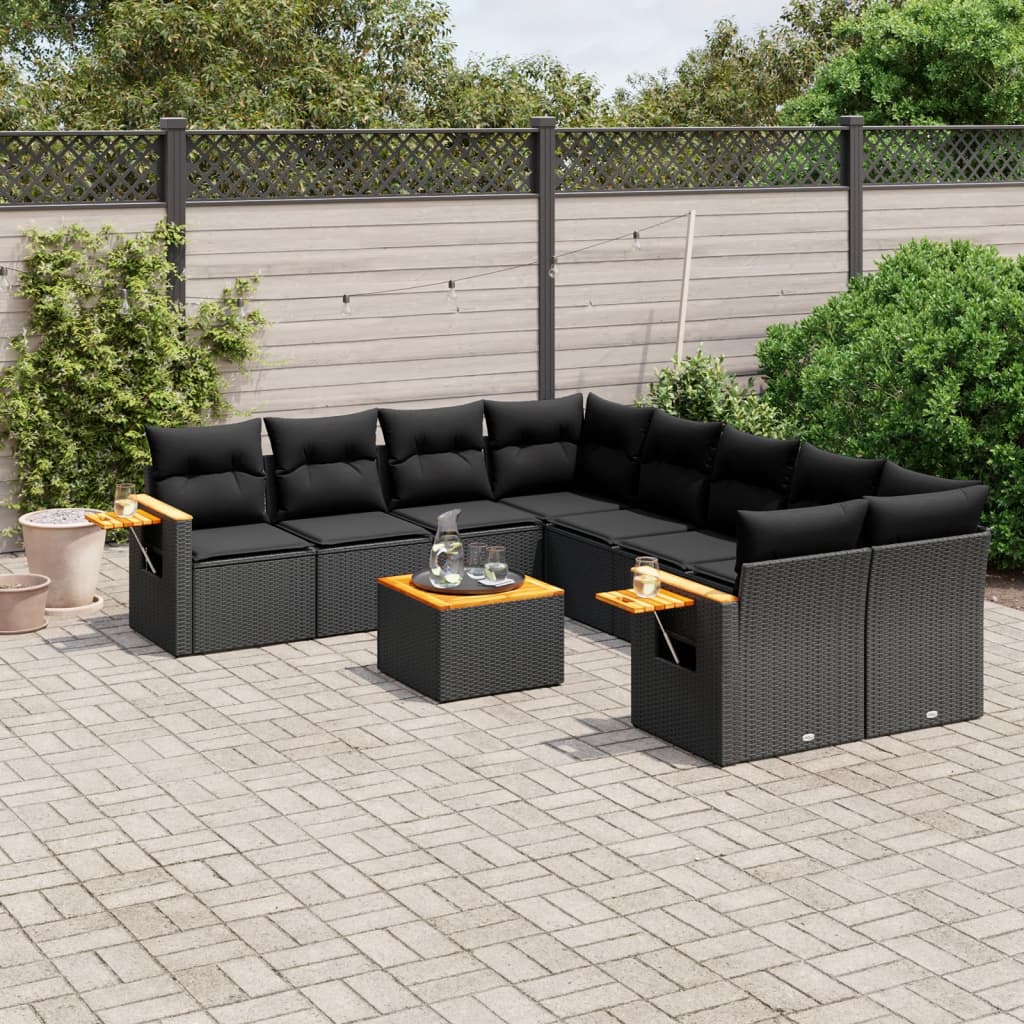8721012836303_m_en_hd_1 vidaXL 9 Piece Garden Sofa Set with Cushions Black Poly Rattan - Image 1