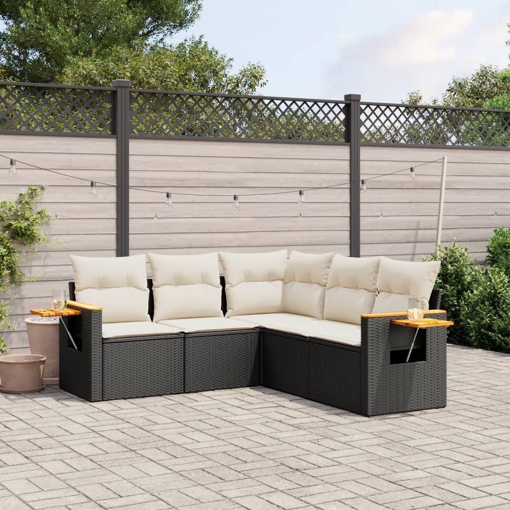 8721012837645_m_en_hd_1 vidaXL 5 Piece Garden Sofa Set with Cushions Black Poly Rattan - Image 1