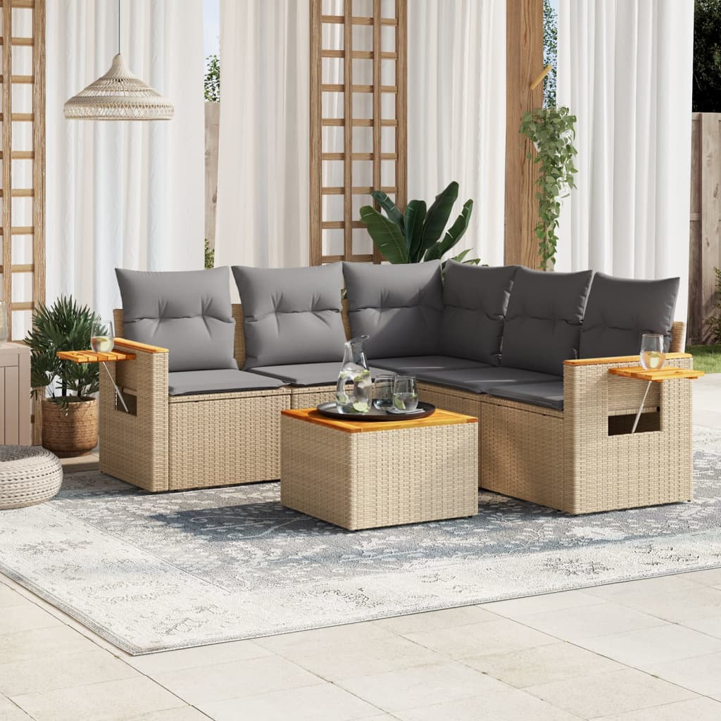 8721012837744_m_en_hd_1 vidaXL 6 Piece Garden Sofa Set with Cushions Beige Poly Rattan - Image 1