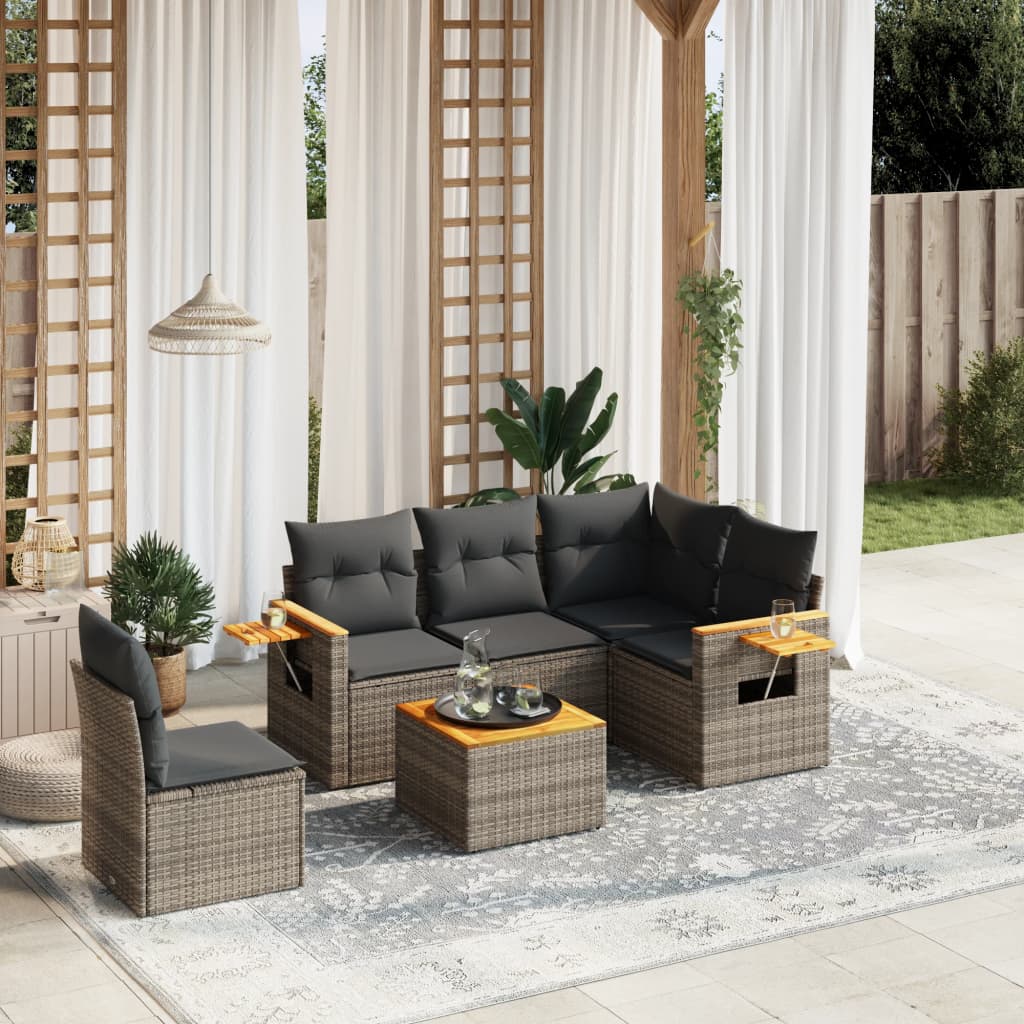 8721012837898_m_en_hd_1 vidaXL 6 Piece Garden Sofa Set with Cushions Grey Poly Rattan - Image 1