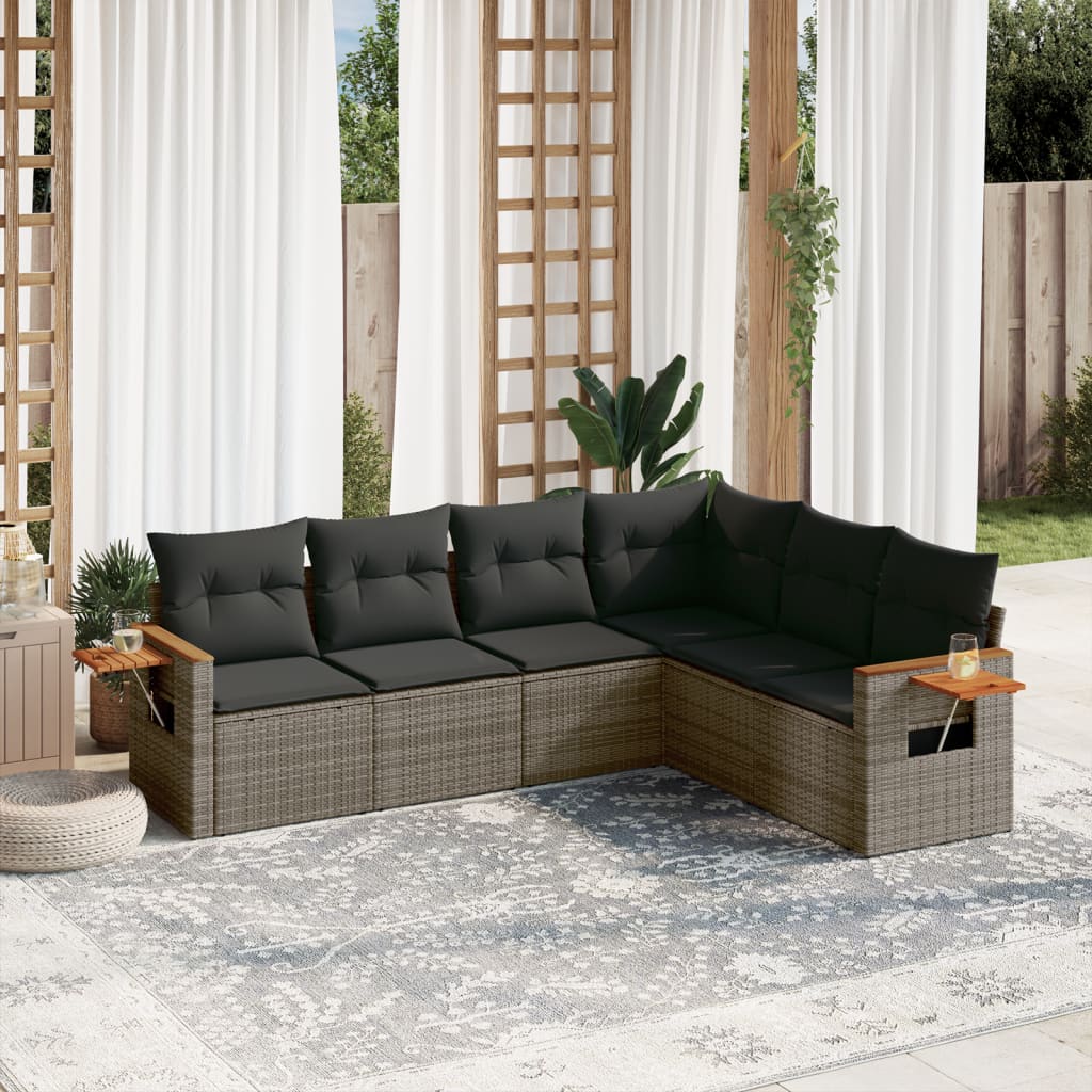 8721012838109_m_en_hd_1 vidaXL 6 Piece Garden Sofa Set with Cushions Grey Poly Rattan - Image 1