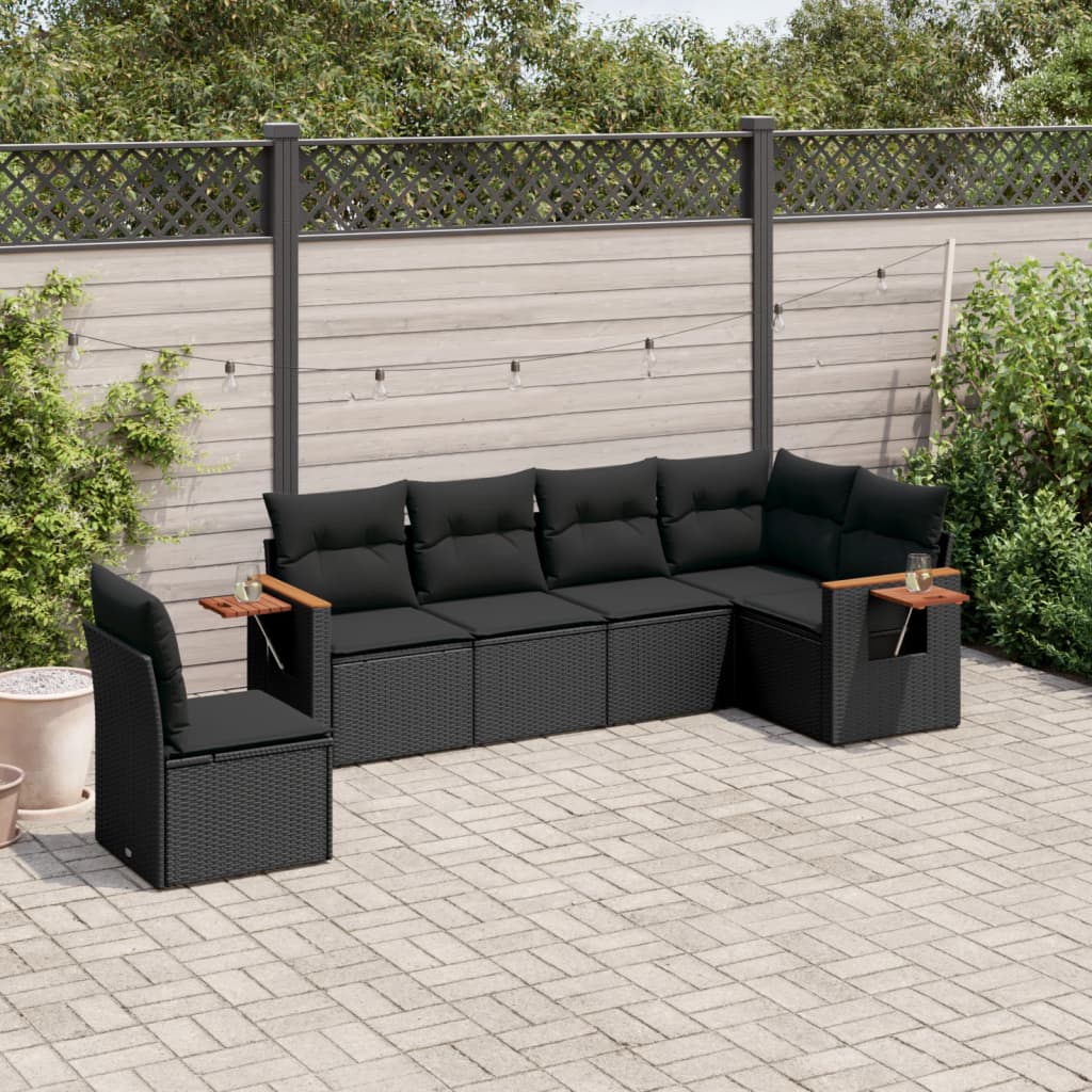 8721012838192_m_en_hd_1 vidaXL 6 Piece Garden Sofa Set with Cushions Black Poly Rattan - Image 1