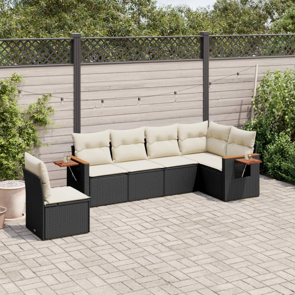 8721012838208_m_en_hd_1 vidaXL 6 Piece Garden Sofa Set with Cushions Black Poly Rattan - Image 1