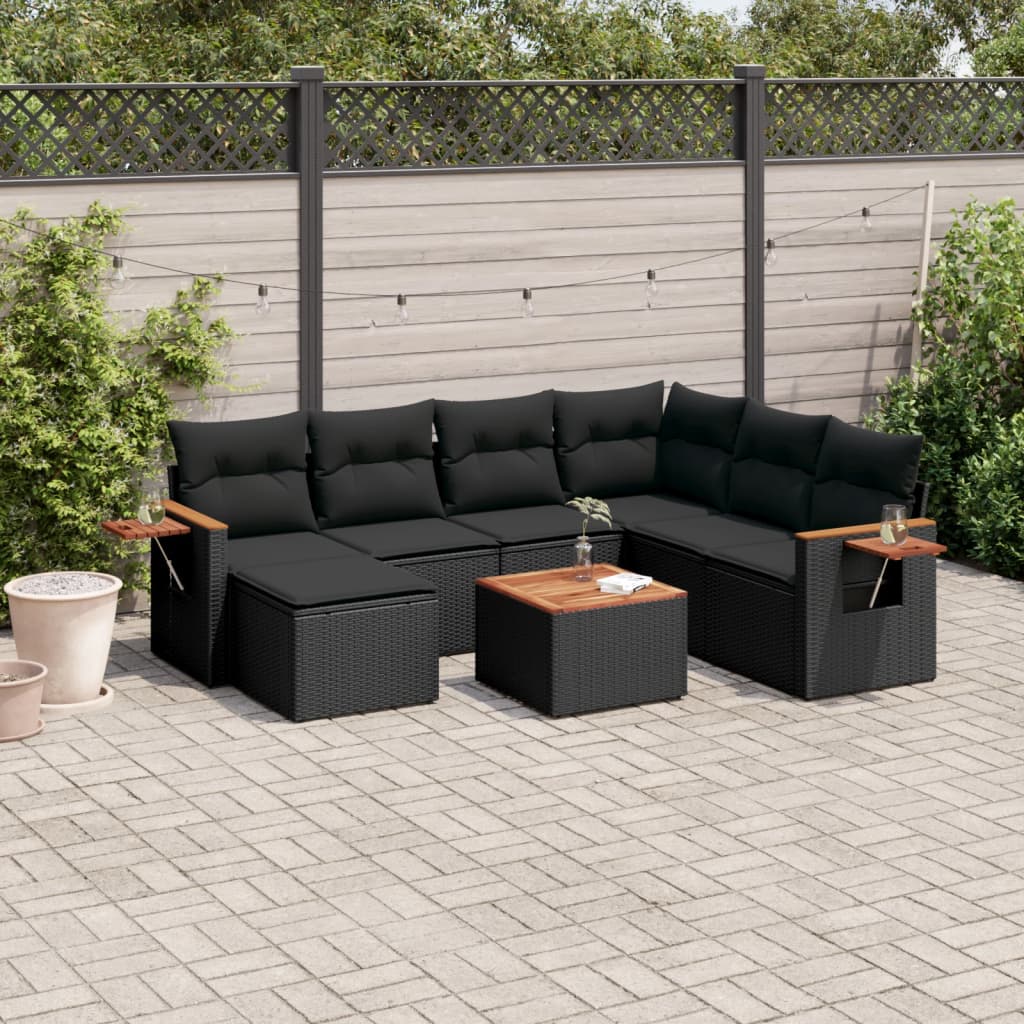 8721012840157_m_en_hd_1 vidaXL 8 Piece Garden Sofa Set with Cushions Black Poly Rattan - Image 1